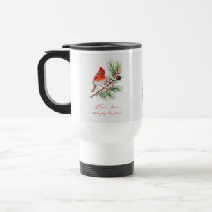 Caneca de Viagem do Cardinal Natal Pássaro Vermelh