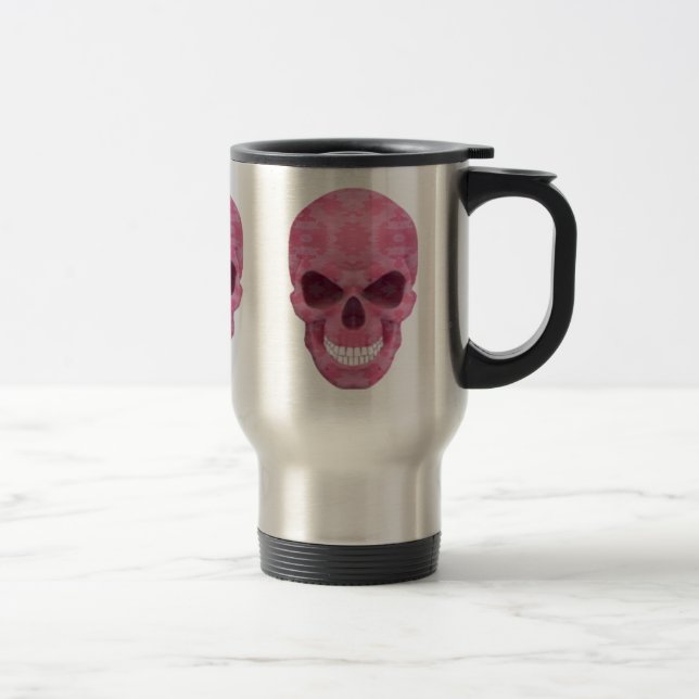 Caneca de viagem do crânio da Camuflagem Rosa (Direita)