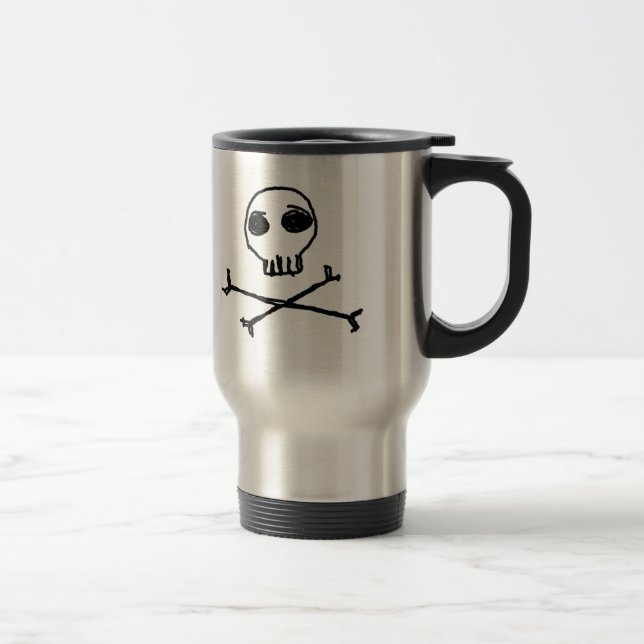 Caneca de viagem do crânio e dos ossos cruzados (Direita)
