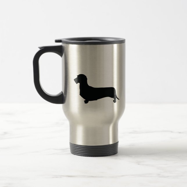 Caneca de viagem do Dachshund do cabelo do fio (Esquerda)