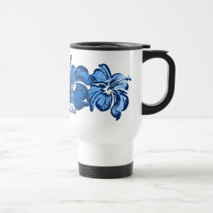 Caneca de viagem do hibiscus da aguarela