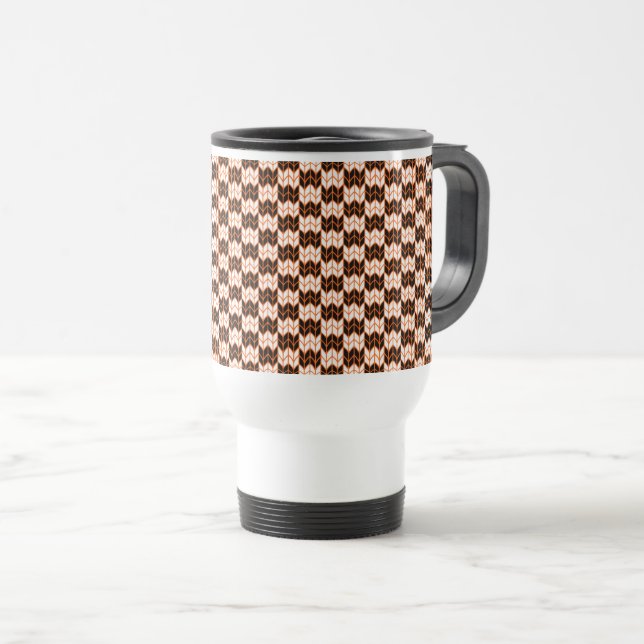 CANECA DE VIAGEM DO KNIT DE VERIFICAÇÃO DE LARANJA (Frente Esquerda)