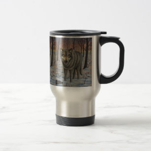 Caneca de viagem do lobo de madeira