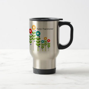 Caneca de viagem do médico da enfermeira floral