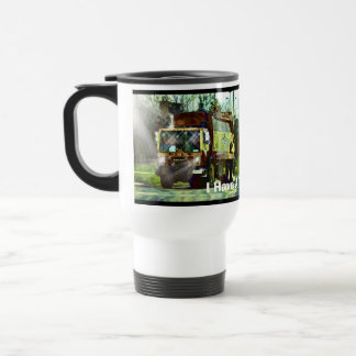 Caneca de viagem do motorista de caminhão de lixo