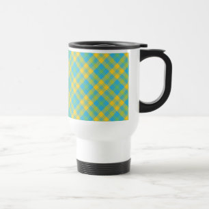 caneca de viagem do Não-derramar: Xadrez azul,