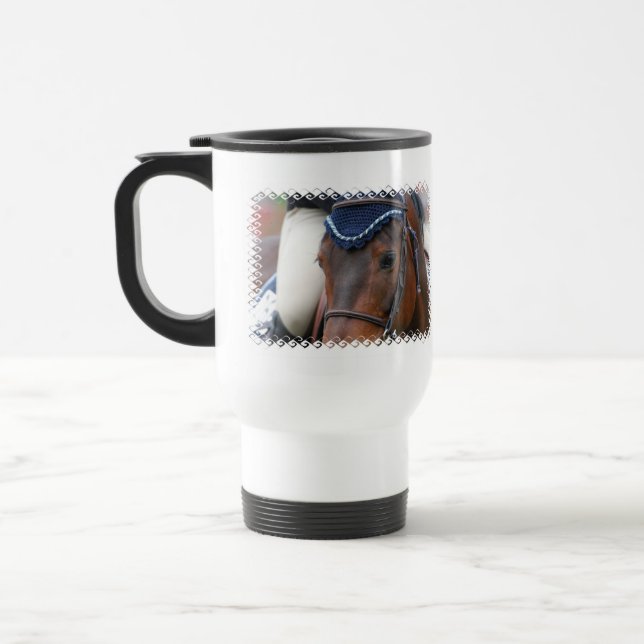 Caneca de viagem do plástico do perfil do cavalo (Esquerda)