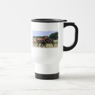 Caneca de viagem do plástico dos cavalos selvagen