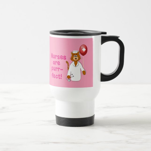 Caneca de viagem do rosa da enfermeira do gato dos (Direita)