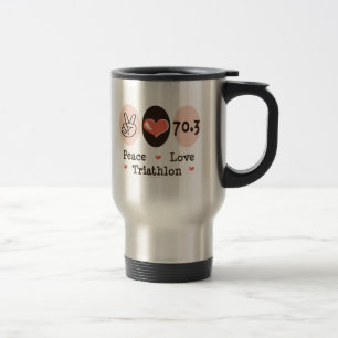 Caneca de viagem do Triathlon do amor da paz