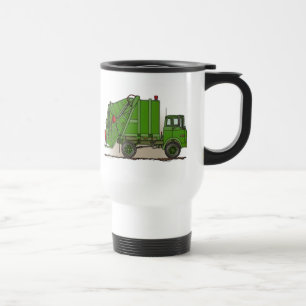Caneca de viagem do verde do caminhão de lixo