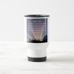 Caneca de Viagem do Versículo da Bíblia João 3:16