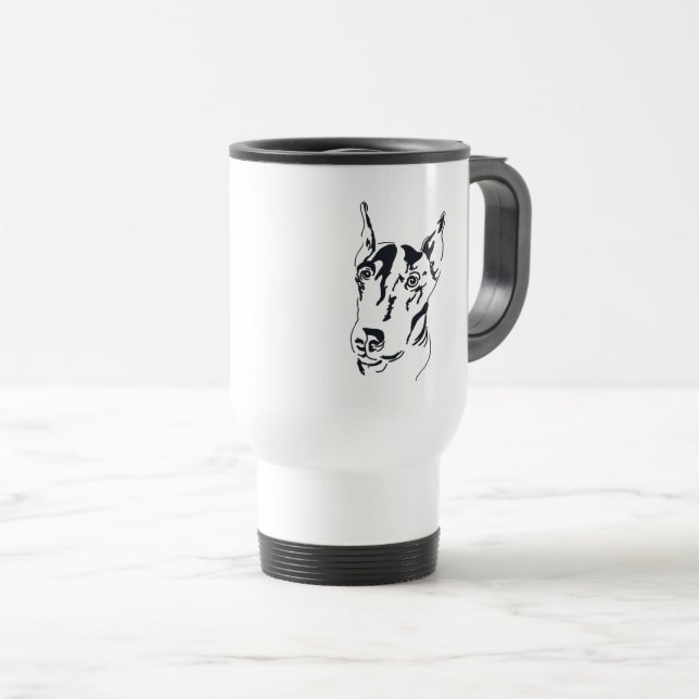 Caneca de viagem Doberman Pinscher (Frente Esquerda)