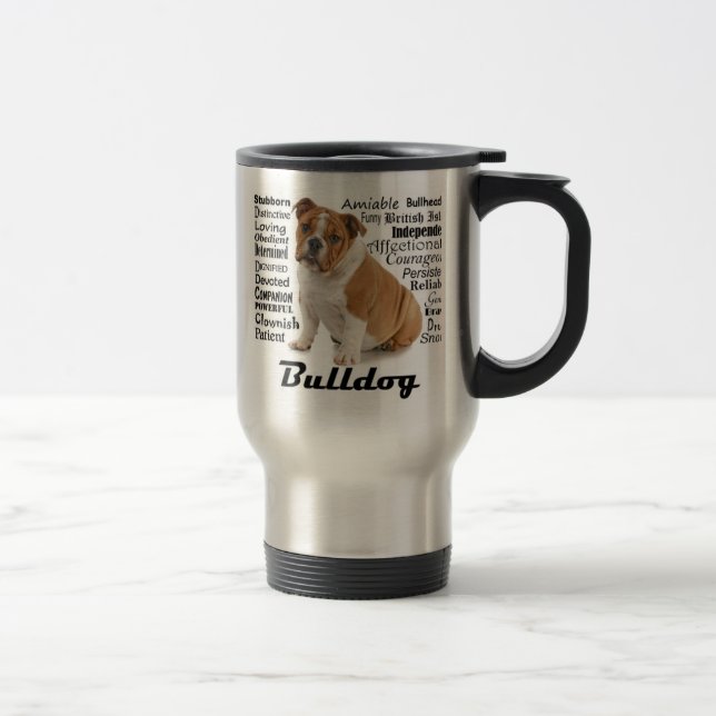 Caneca de viagem dos traços do buldogue (Direita)