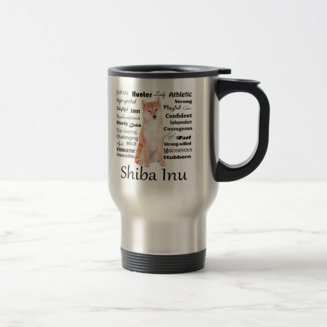 Caneca de viagem dos Traços Shiba Inu (Direita)