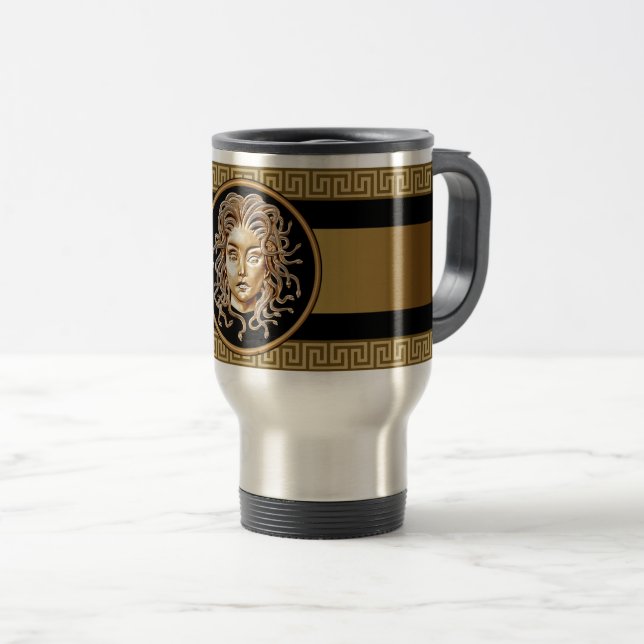Caneca de viagem Dourada de corrente Medusa (Frente Esquerda)