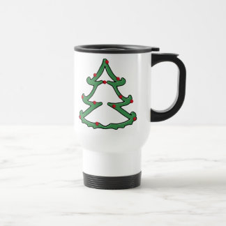Caneca de viagem dupla da árvore do feriado