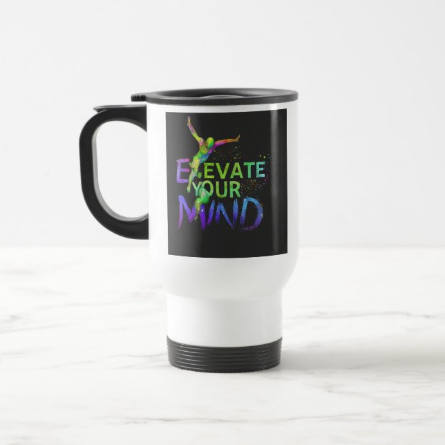 caneca de viagem "Elevem a sua mente" (Esquerda)