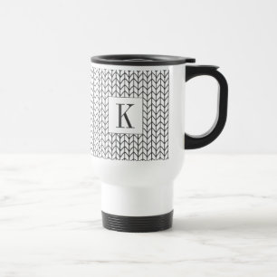 Caneca de Viagem em Malha de Linha PRETA + Inicial
