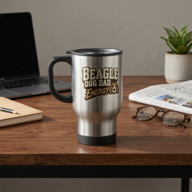 Caneca de Viagem Energia de Papai Beagle (Beagle Dad Energy Travel Mug)