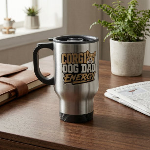 Caneca de Viagem Energia de Papai Cão Corgi