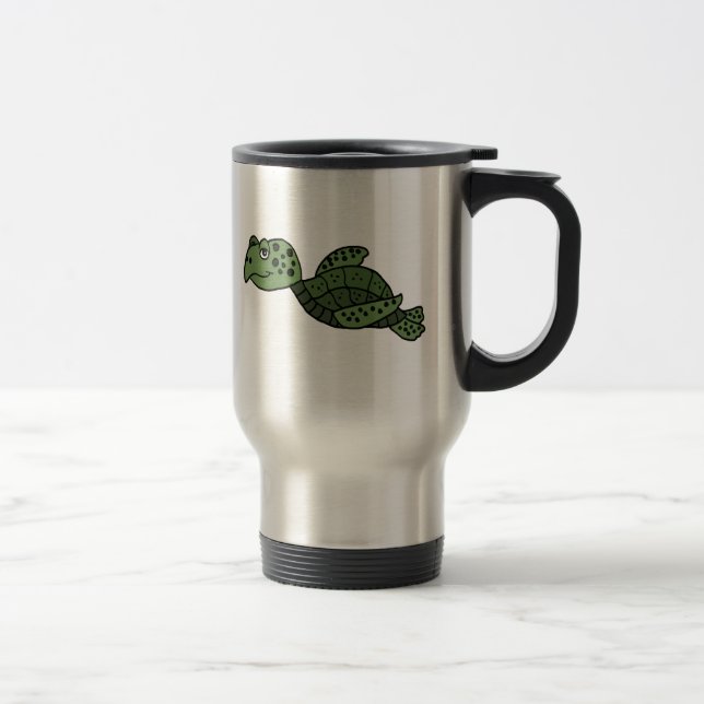 Caneca de viagem engraçada da tartaruga de mar AW (Direita)