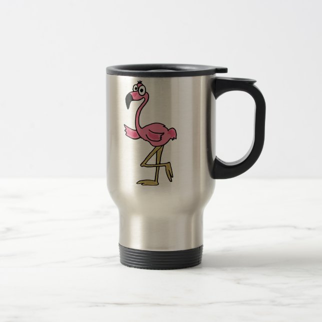 Caneca de viagem engraçada do flamingo de BW (Direita)