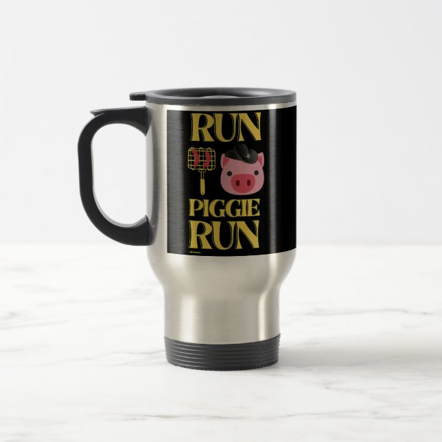 caneca de viagem engraçada "RUN PIGGIE" (Esquerda)