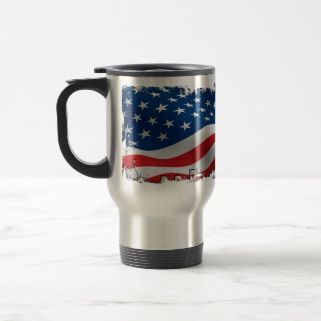 Caneca de viagem esfarrapada da bandeira americana (Esquerda)