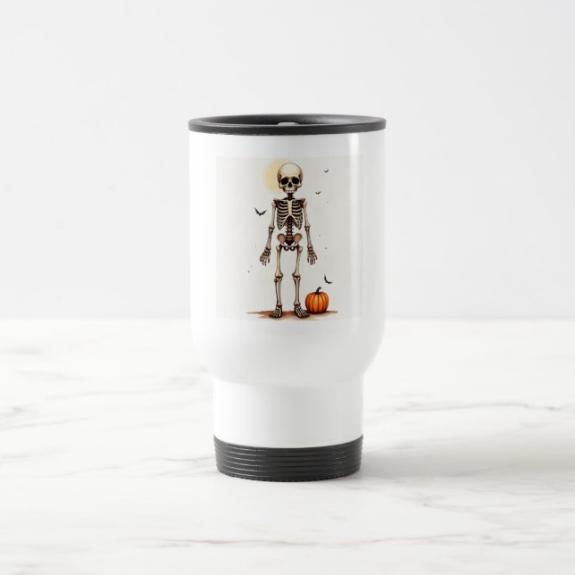 Caneca de Viagem Esqueleto de Halloween (Centro)