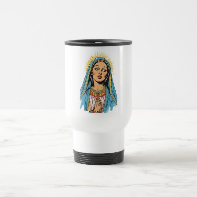 Caneca de Viagem Estilo Retrô Virgem Maria (Centro)