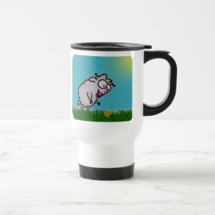 Caneca de viagem feliz dos carneiros