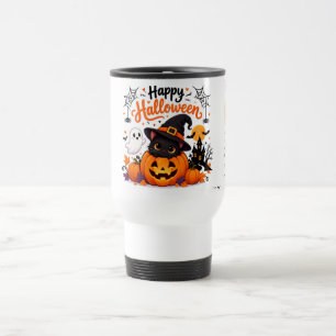 Caneca de Viagem Feliz Halloween Gatinho Fofinho