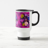 Caneca de viagem Floral Abstrato cor-de-rosa vibra