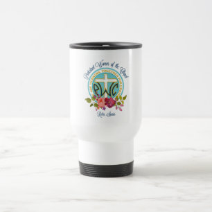 Caneca de viagem floral do logotipo de PWOC