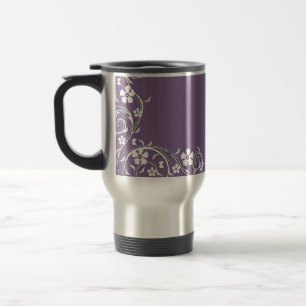 Caneca de viagem floral dos redemoinhos das