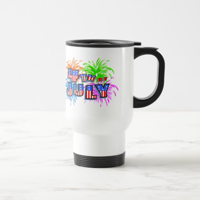 Caneca de Viagem Fogos de Artifício 4 de Julho (Direita)