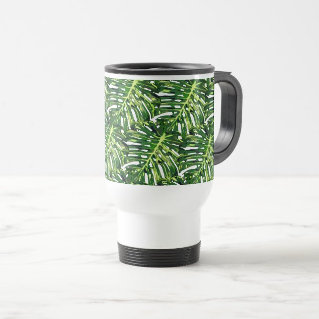 Caneca de Viagem Folhas Tropicais (Frente Esquerda)