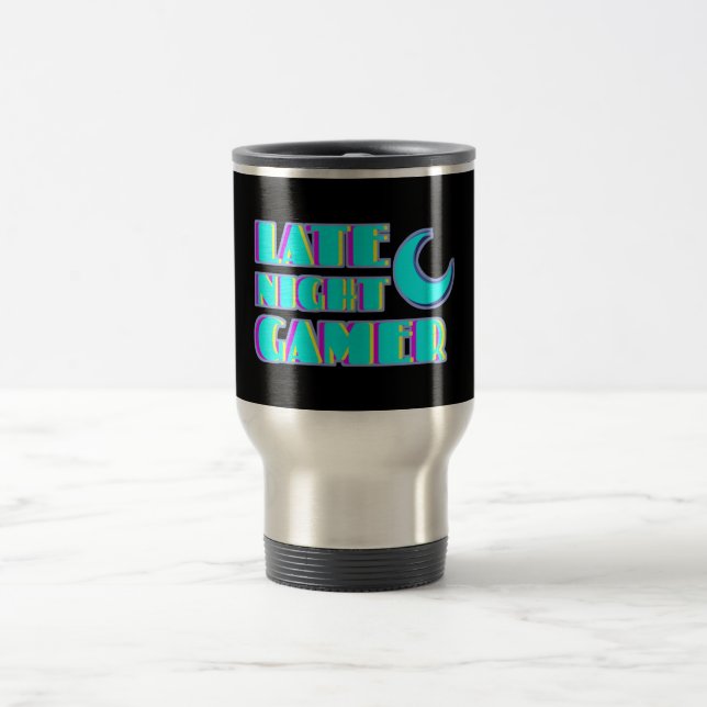 Caneca de Viagem Gamer Neon Glitch | Synthwave (Centro)