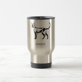 Caneca de Viagem Geométrica de Gato Siames Minimal