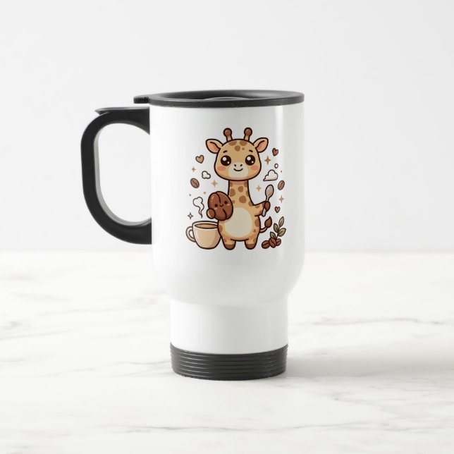 Caneca de Viagem Girafa Fofa Arte Kawaii (Esquerda)