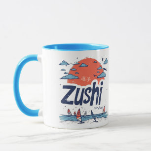 Caneca de Viagem Ilustrada da Costa de Zushi Japão
