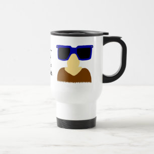 Caneca de viagem Incognito de bigode e óculos
