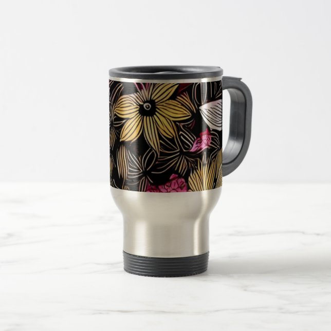 Caneca de viagem isolada de Impressão floral (Frente Esquerda)