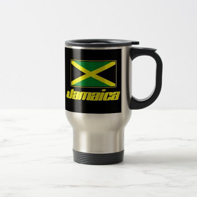 Caneca de viagem jamaicana do preto da bandeira (Direita)