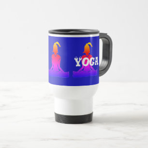 Caneca de viagem 'Java Yoga' azul escuro e branco