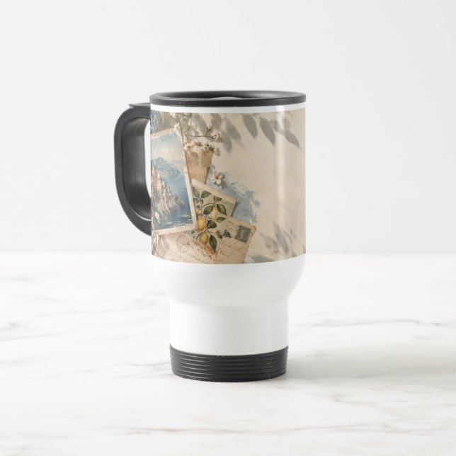 Caneca de Viagem Jornada de Cores Abstratas (Frente Esquerda)