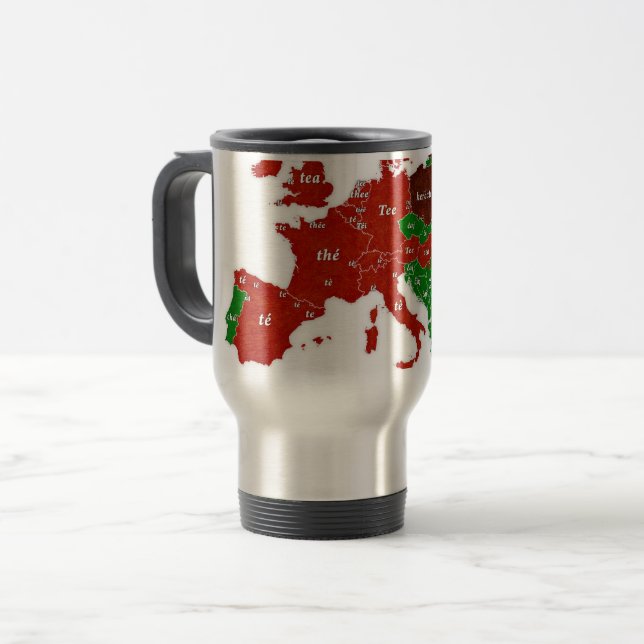 Caneca de viagem lingüística do mapa de Europa do (Frente Esquerda)