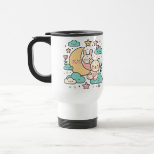 Caneca de Viagem Lua Crescente de Coelho e Urso Fo