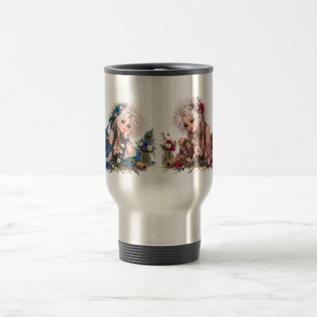Caneca de Viagem Menina com Coroa de Flores Boêmia (Centro)